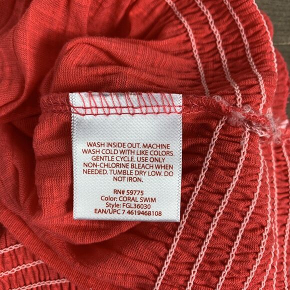 Faded Glory Womens Boho Top Size Large Orange Red Elastic Hem Drawstring - Picture 6 of 7